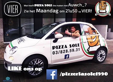 De Fiat 500 van Pizza Sole